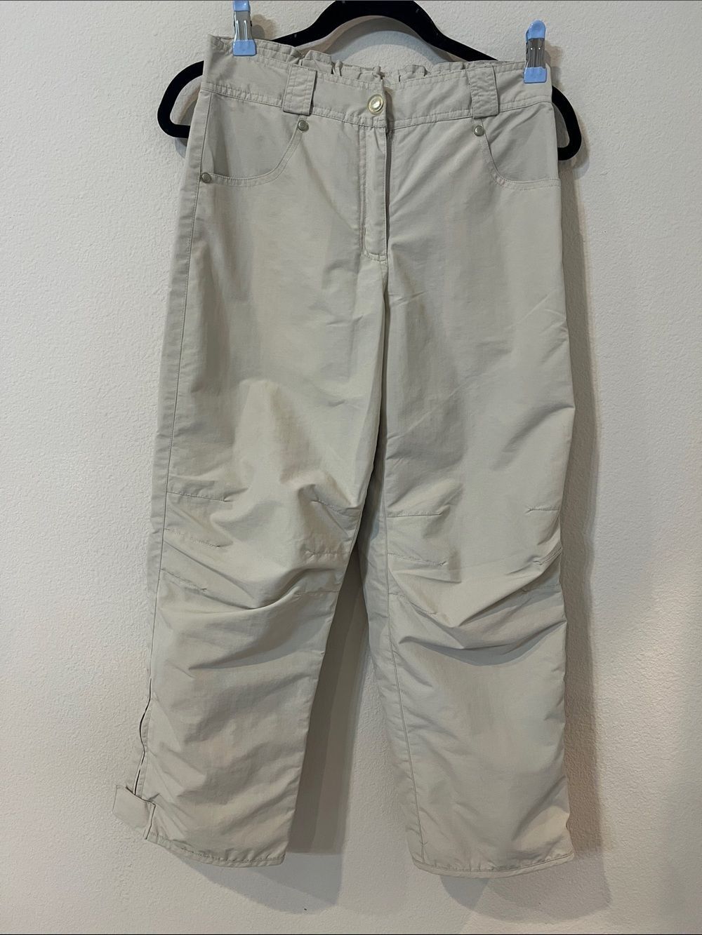 L.L.Bean Kids Snow Pants Size 12 Beige Insulated Waterproof Winter Ski Snowboard